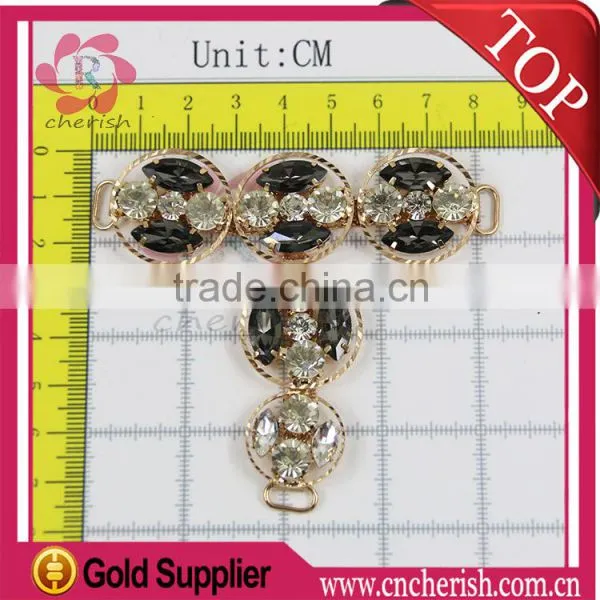 High Qulity Round Shape Black Color Hem Stone Decorative High Heel Shoe Ornaments With Shining Glass Beads