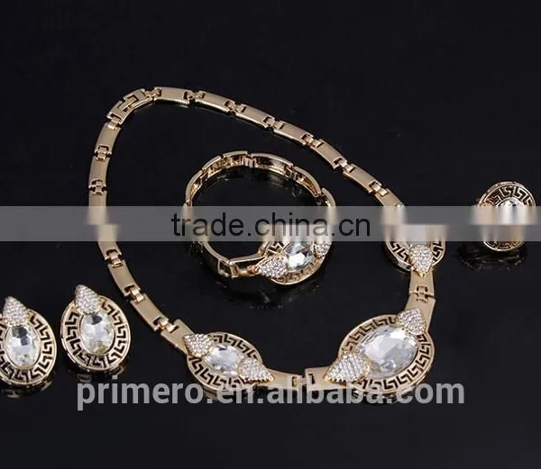 Fashion African Beads Gold Plated Wedding Bridal Jewelry Sets for Women Crystal Necklace Party Gift photo-5