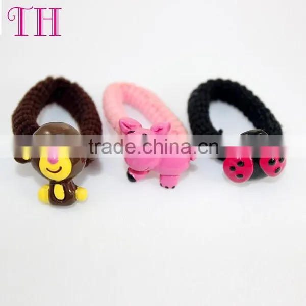 Cute Japanese Hair Accessories Resin Monkey Pattern 32 Needles Nylon Girls Stretch Towel Hair Band for Girl