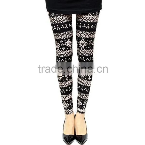 White Black Deer Print Tribal Leggings Wholesale Women Custom Leggings photo-5