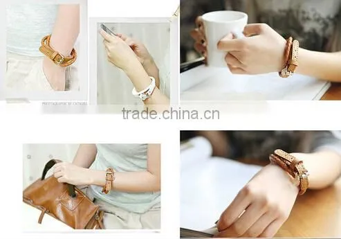 Factory Top Selling Wholesale Buckle Mens Leather Bracelet/ photo-2