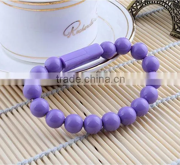 Factory Wholesale Creative Bead Bracelet Cable Micro USB 2.0 Charging Data Cable For Samsung photo-6