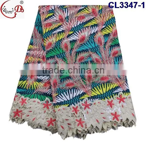 CL3347 New Design Popular Wax Lace Fabric,wholesale Price Multi Color Wax Lace for Sale photo-2