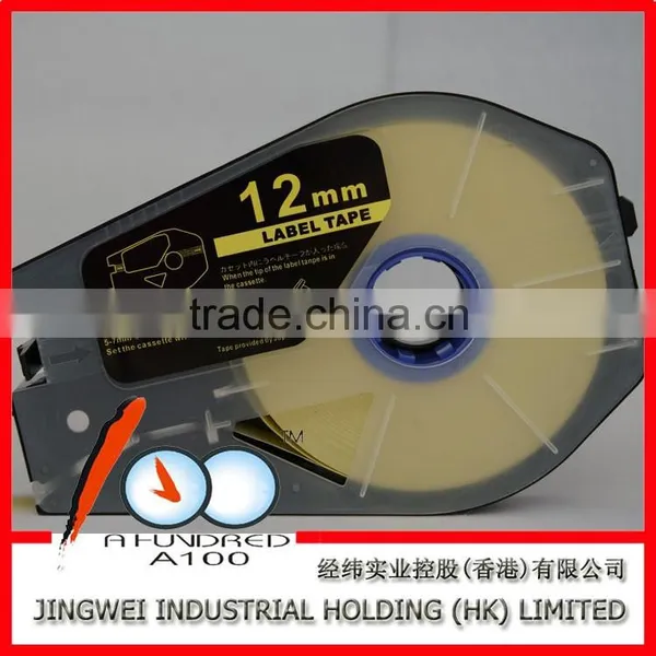 12mm Yellow Tape Cassette PT-1112Y Cable Marking Labels for Cable ID Printer MK1500 and MK2500