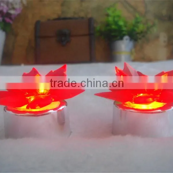 Flameless LED Red Flower Light for Holiday Party Decoration Light
