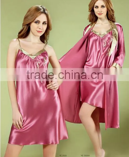 100%mulberry Silk Nightdress for Lady, Sexy Lace Embroider Hemmed Silk Nightgown, Soft and Smooth Silk Lingerie photo-2