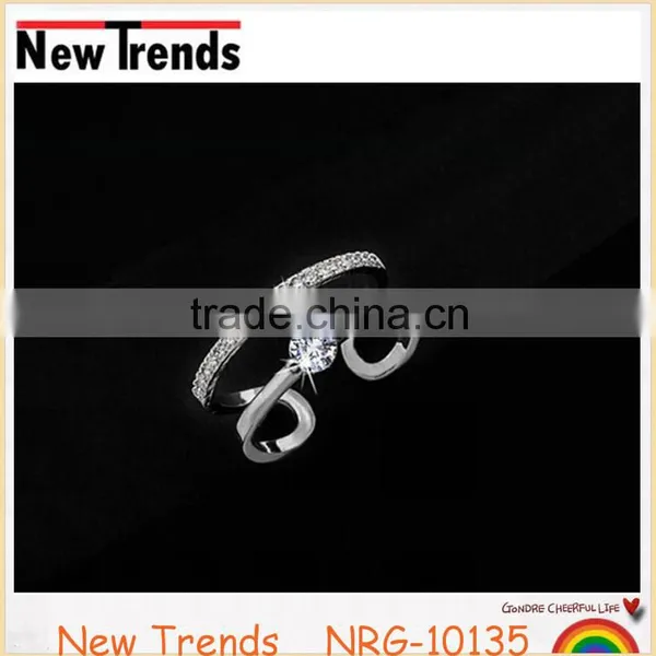 New Design Inlaid Zircon Rose Gold Simple Style Open Ring for Woman photo-6