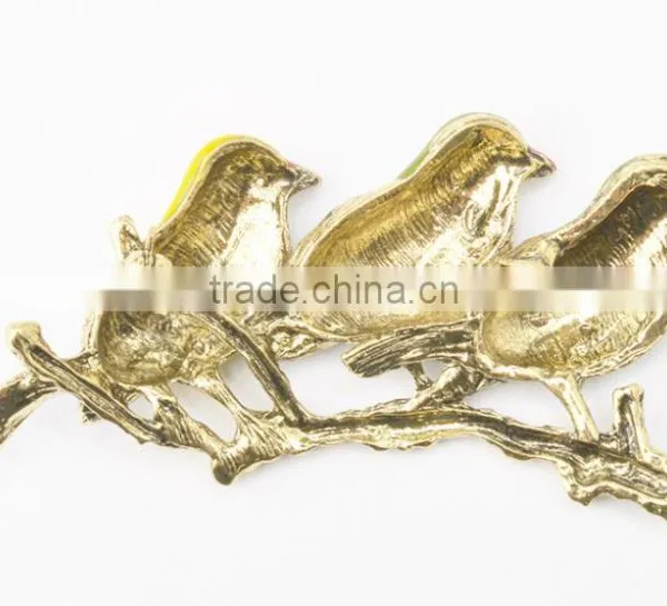 Gold Plated Three Birds On The Brunch Christmas Brooch photo-2
