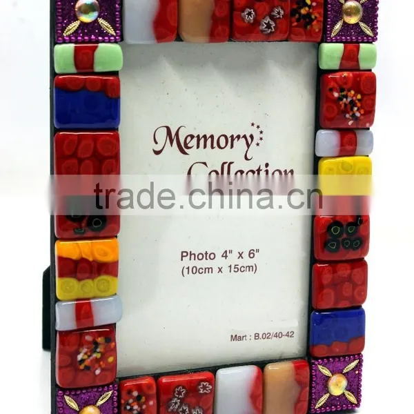 Hand Made Glass Tiles Ftd. Murano Inspired Red Theme Photo Frame - Photo 4" x 6" ( 10 x 15 Cm.)