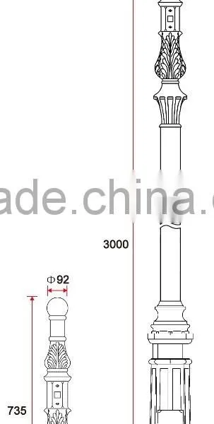 C070 Decorative Aluminum Street Light Pole Finials Casted photo-2