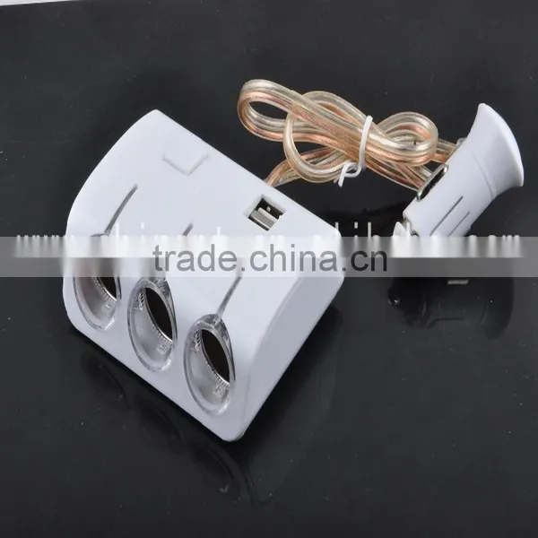 12V 3 Way Portable Dual Usb Car Socket Car Splitter photo-4