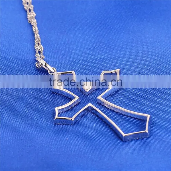 Indian Silver Cross Zircon Earrings Pendant Jewelry Set E009A photo-2