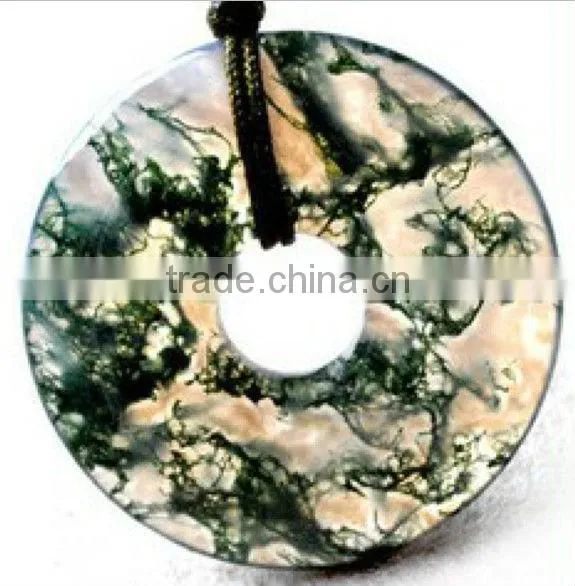38*4mm Natural Moss Agate Donut Shaped Pendant