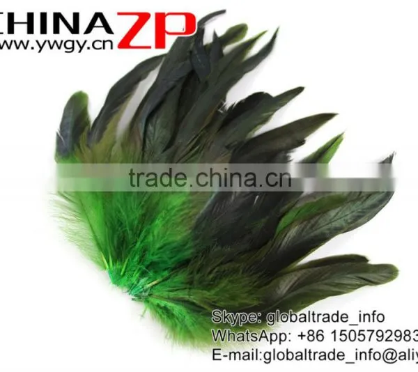 Top Supplier ZPDECOR Bulk Sale Wonderful Quality Dyed Kelly Green Half Bronze Rooster Schlappen Feathers for Sale photo-4