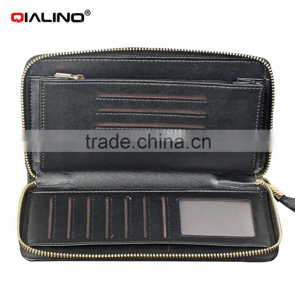 QIALINO Wholesale Zip Wallet Luxury Ostrich Leather Card Wallet Handbag photo-6