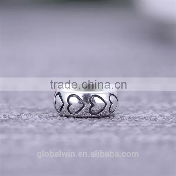 Wholesale Silver Curved Tube Beads Simple Heart Pattern Thai Silver Beads Pure 925 Charms for Bracelet Making STY008 photo-4