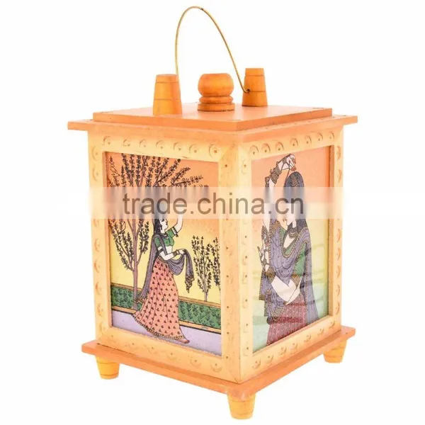 Jaipur Rajasthan Wooden Handicraft Home Decor Larnten HANGING Lamp SHOWPIECE photo-2