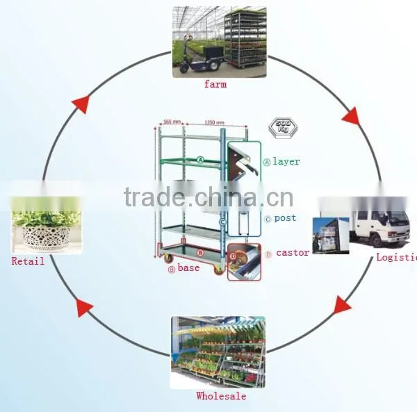 16 Nursery Flower Trolley, Garden Flower Trolley, Flower Transporter TC4622