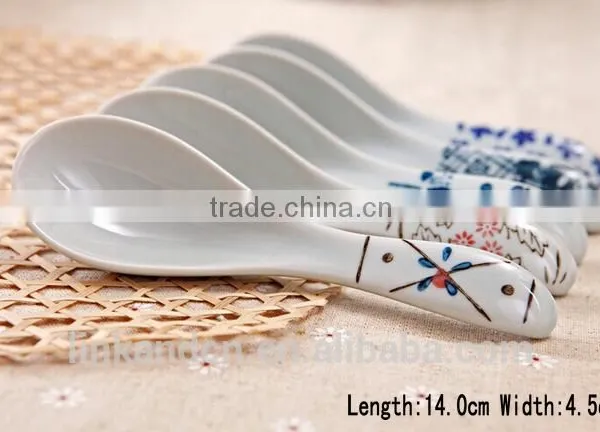 SP1534 Haonai Goodlooking Flower Decal Ceramic Spoon, Ceramic Soup Spoon photo-4