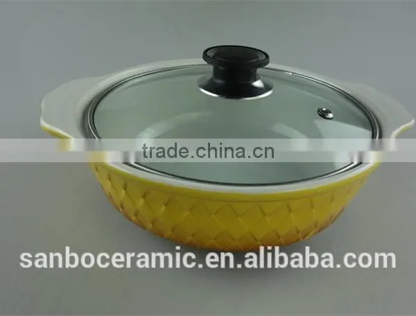 Ceramic Bright Colored Pots Color Glazed With Glass Lid photo-5