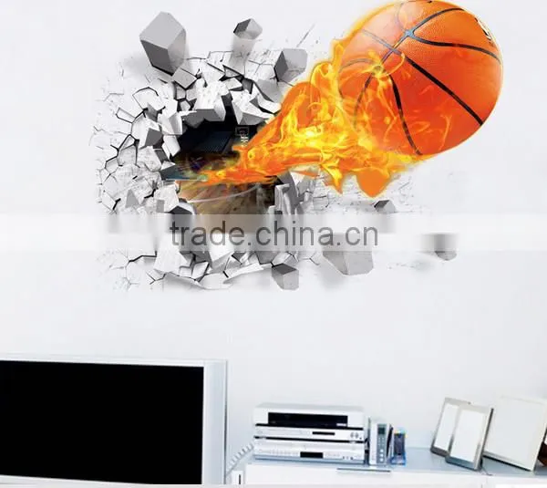Creative Self Adhesive 3D Basketball Wall Paper for Kids' Room photo-6
