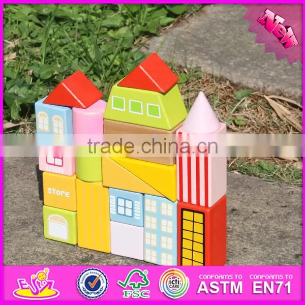 2017 New Design 19 Pieces Model Buildings Kids Wooden Block Set W13A119 photo-4