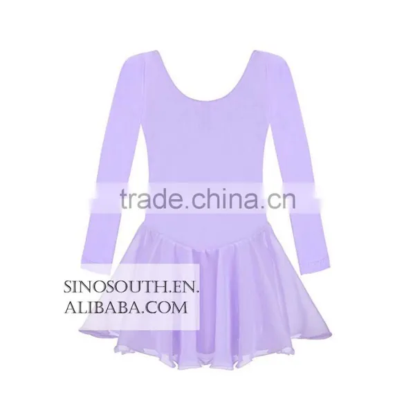 2017 New Arrival Solid Color Long Sleeve Girls Leotard Dance Leotards Dress photo-3