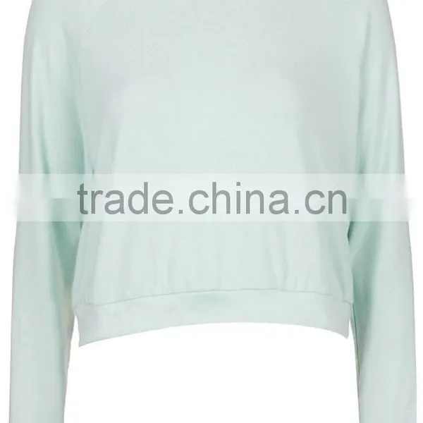 Sky Blue Blank Textured Loungewear Sweater Pajamas for Women photo-5