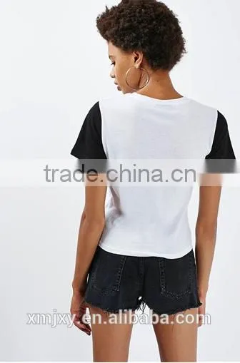2017 100% Cotton Comfortable Hit Color Basic T Shirt for Woman OEM Service photo-3