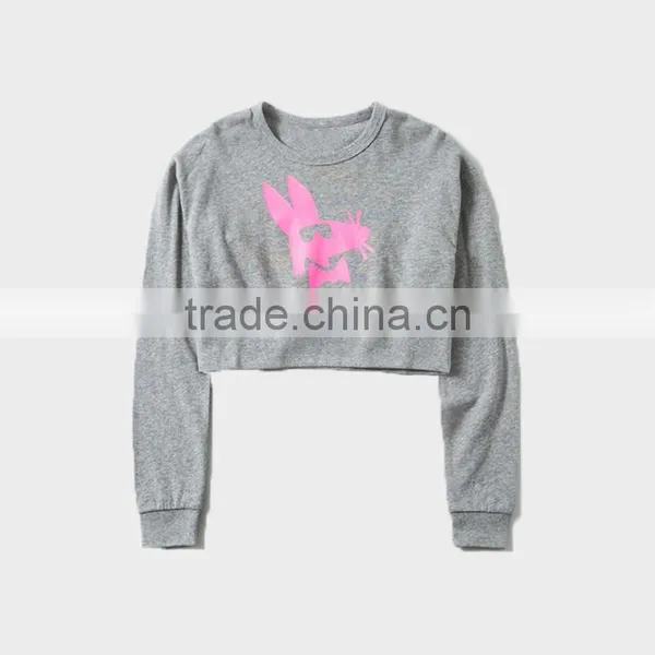 Women Wear Cropped Long Sleeve Crew Neck Sweater for Ladies photo-3