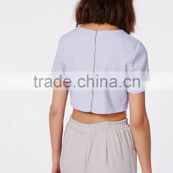 Hot Selling Wrap Front Baby Blue Crop Top Wholesale Women Tank Tops photo-2