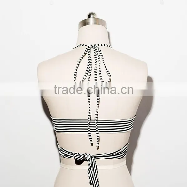 New Fashion Bra Top Ladies Striped Halter Bra Top photo-3