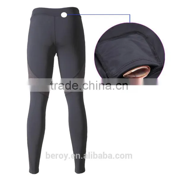 Beroy New Design High Elastic Dry-fit Running Pants Leggings With Zipper on the Leg Opening photo-4