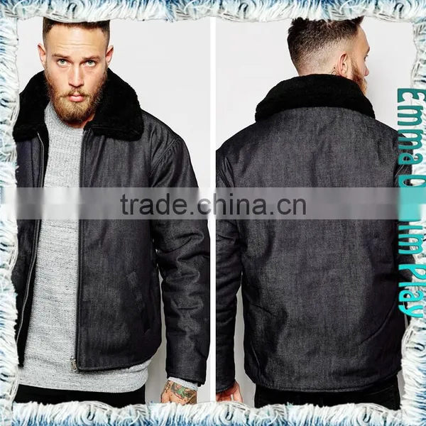 New Celebrity Style Men's Motorcycle Biker Fleece Collar Denim Jacket Coats photo-3