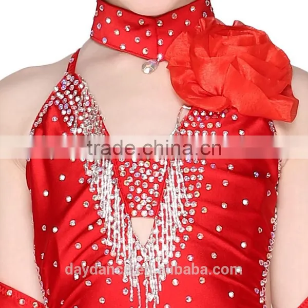 Black Red Fringe Latin Dance Costumes Girls Kids Competition Latin Dance Dress photo-5