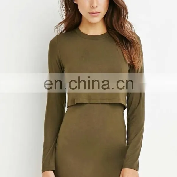 Cheap Price Women Long Sleeve Sexy Tight Mini Layered Dress photo-2