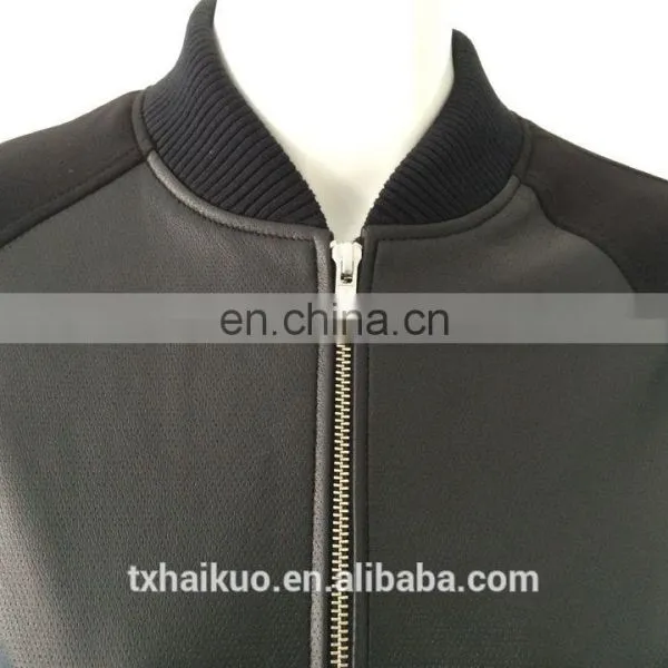 Womens Sheep Leather Punching Jacket With Pontie Sleeve photo-2