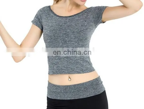 High Quality New Style Cotton Spandex Custom Fabric Womens Slim Fit Crop Top Tshirts photo-3