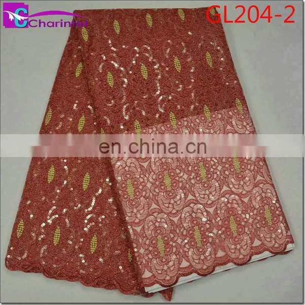 High Quality African Organza Sequin Lace Fabric GL204 photo-3
