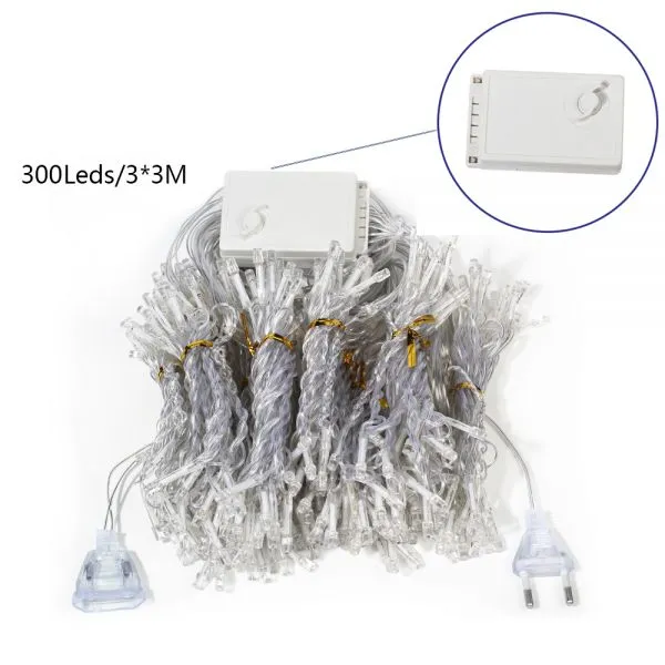 3M x 3M LED Icicle String Light 300LED Curtain String Light Holiday Christmas Decorative Wedding Party Garland Lights photo-2