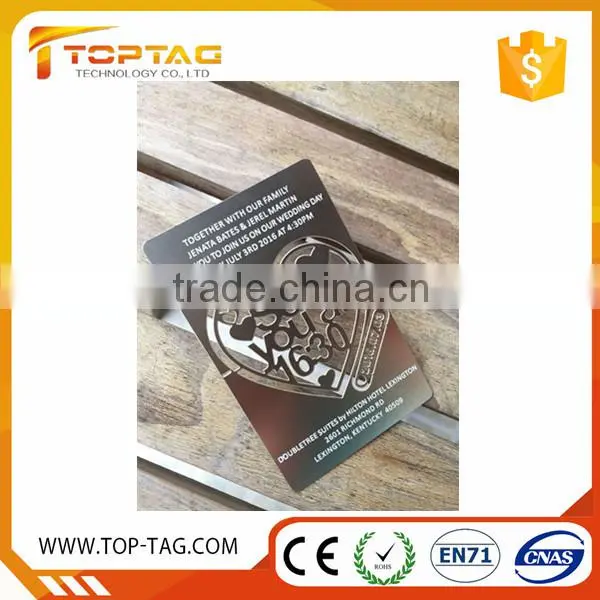 Silver Brush Finish Stainless Steel Metal Card Wedding Invitation Card photo-3