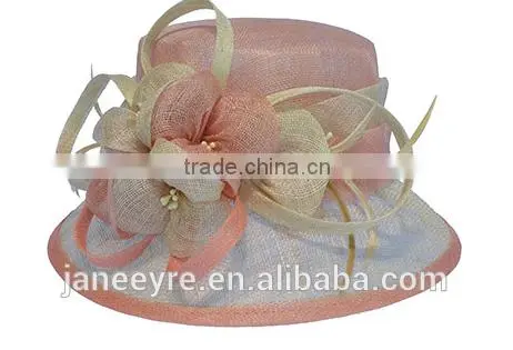 Elegant Plain Sinamay Hat Feather Wedding Party Hat photo-3