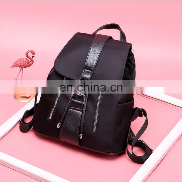 Girls Nylon Zipper Lock, Design Black Femme Mochila Female School Bags Backpack For Women/ photo-3