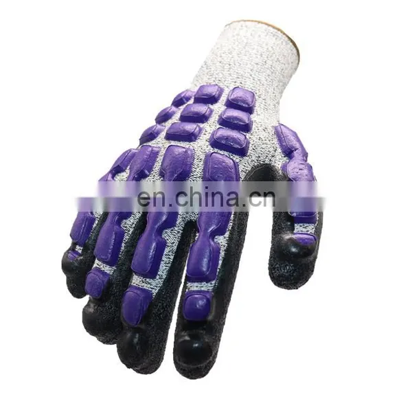 High Quality HPPE TPR Impact Nitrile Mechanical Anti Cut Level 5 Resistant Hand Work Safety Gloves photo-2