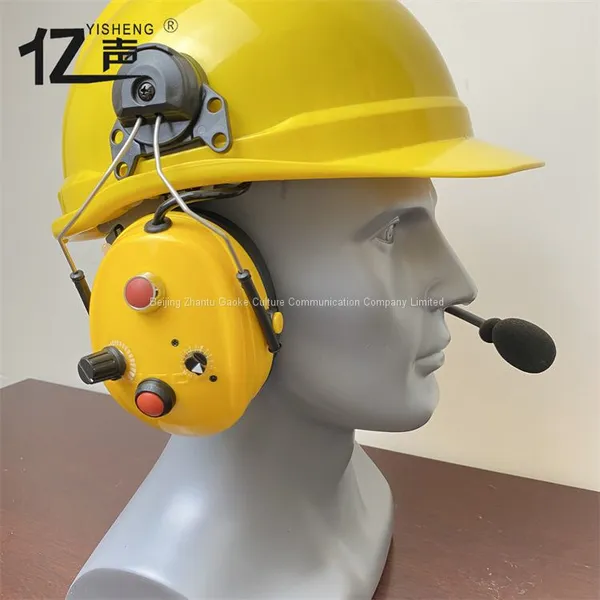 Professional Wireless Noise Reduction Intercom Half Duplex Headset Hanging on Bold Yellow Safety Hat “YISHENG” YS-DJ-02H Series photo-2