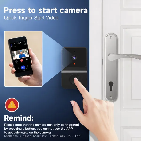 Ringsee Smart Ring Camera Doorbell Battery Video Doorbell Audio Intercom Wireless Door Chimes for Business Home Office Store photo-2