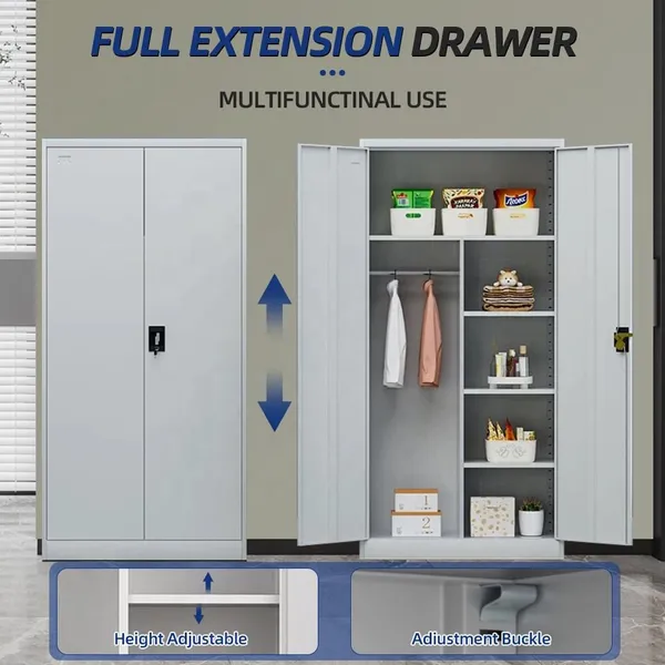 Wholesale Office Furniture Metal Cupboard Steel Wardrobe Clothes Cabinet photo-4