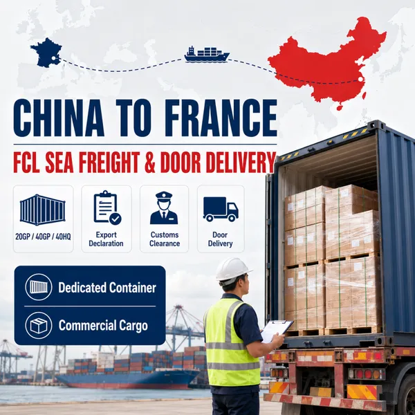 China nach Frankreich Vollcontainerfracht per See und Tür-zu-Tür-Lieferungsservice