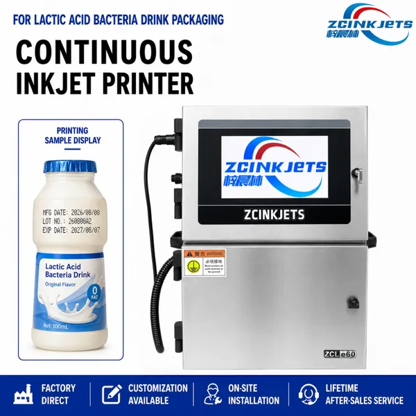 Probiotic Drink Bottle Small Character CIJ Inkjet Printer for Dairy Beverage Packaging and Filling Line Coding