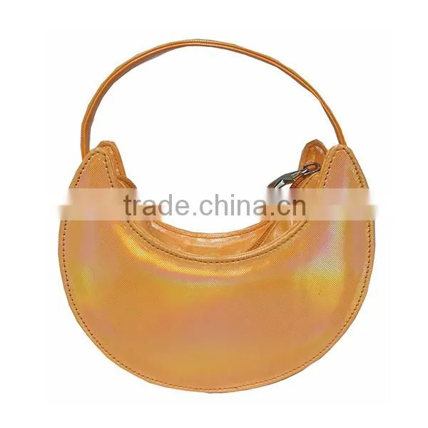 Lovely Moon Shape Orange Shiny PU Mini Handbag for Teen photo-3